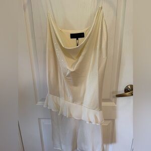 Zara Cream Satin Mini asymmetrical Dress